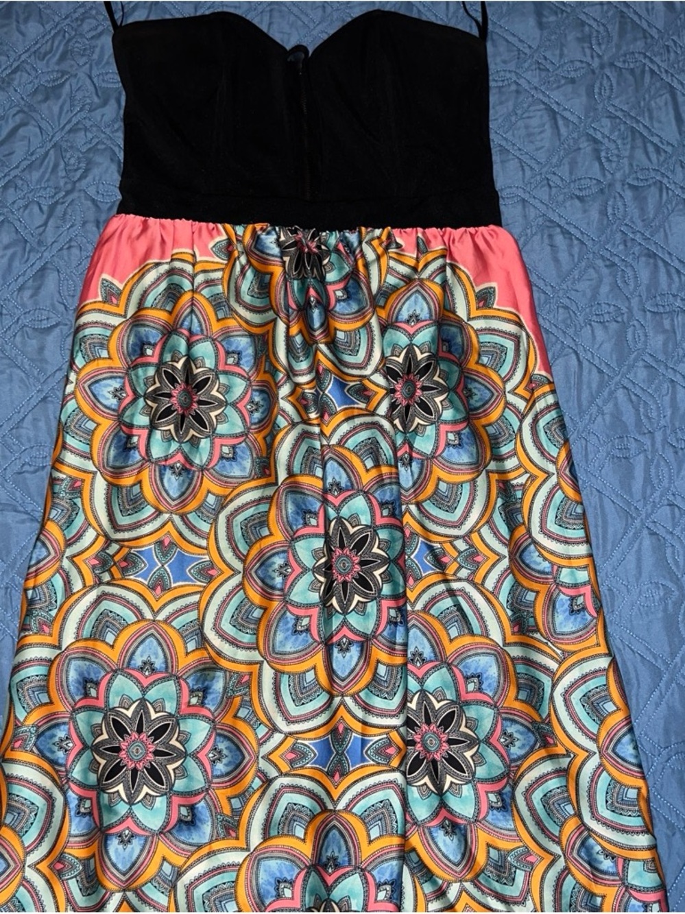 Black & Pink Multicolor Printed Maxi Skirt